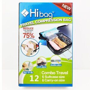 HiBag Travel Compress Storage Bags Combo 12 pc. Suitcase Carry-On NIB